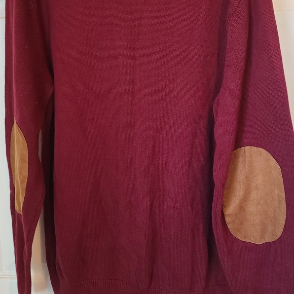 Chaps Men's Classic Long Sleeve Sweater with elbow patches,  Size: XL Color: Red - Picture 15 of 16